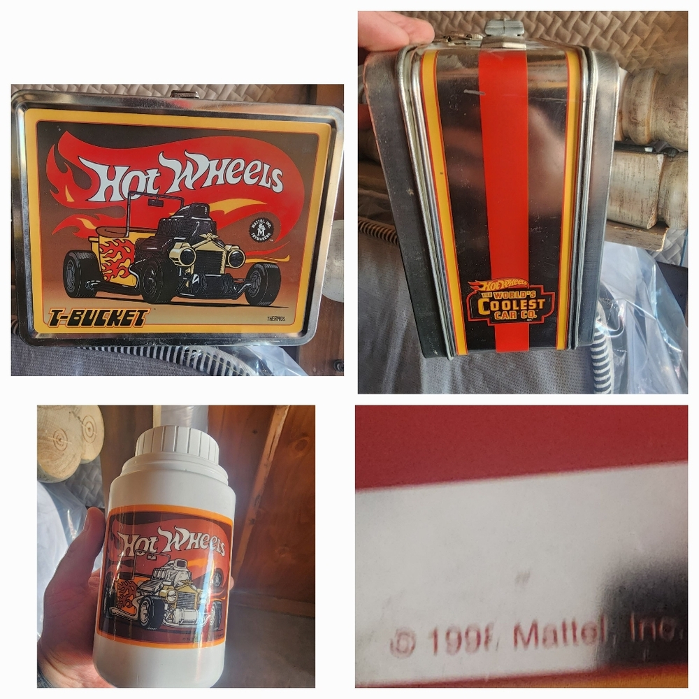 Hot Wheels T-Bucket Lunchbox and Thermos Set Dated 1998 Vintage